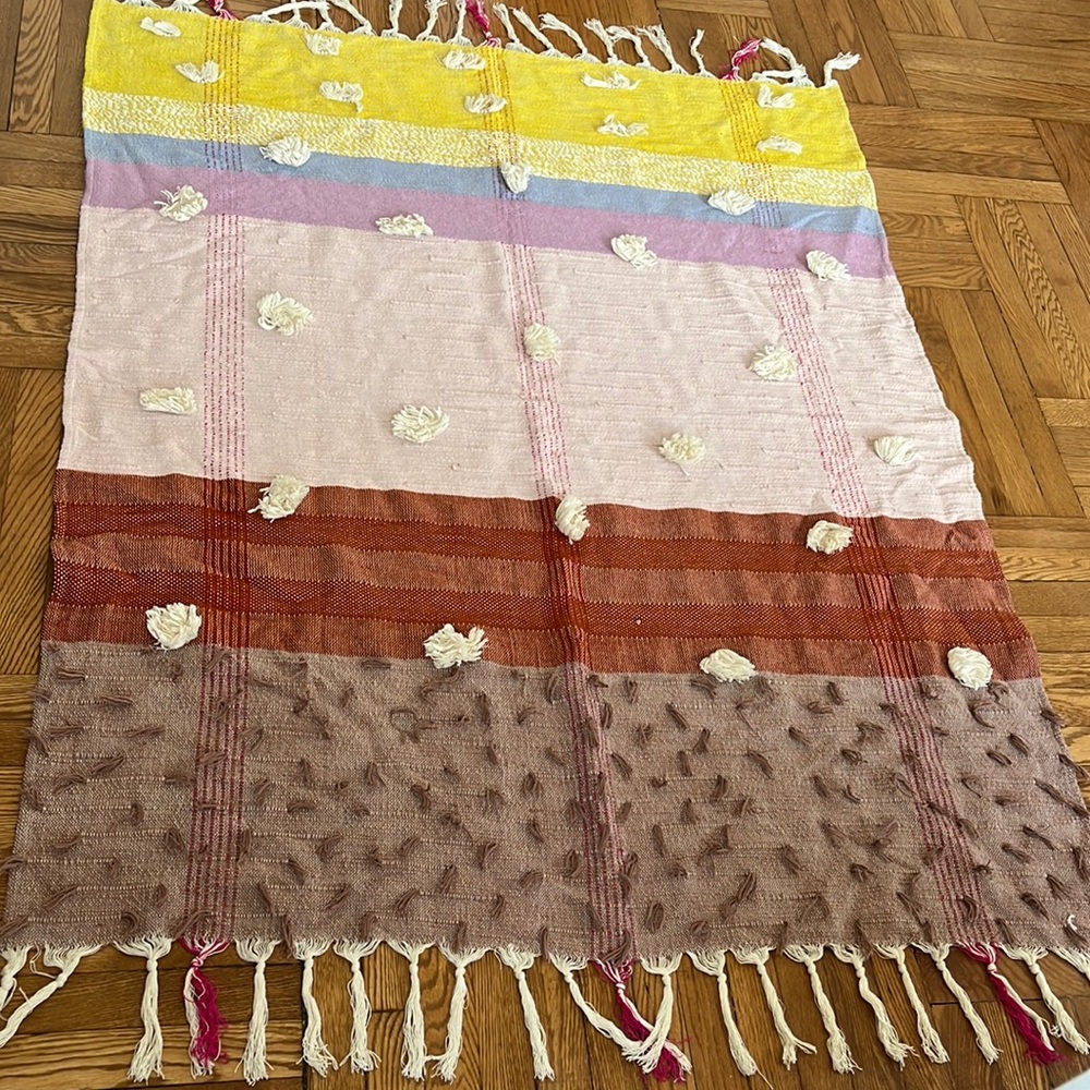 Anthropologie x All Roads throw approx 50x60, fringed and tufted